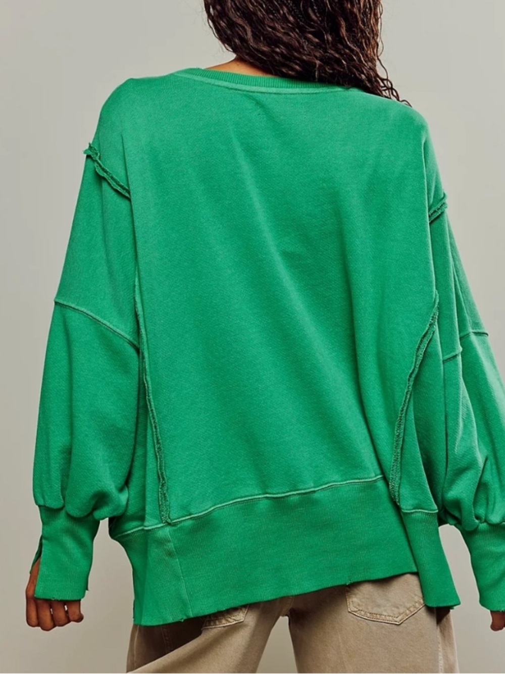 Free People Camden Sweatshirt Rare Tennis | Kelly Green - Size XS - Picture 9 of 9